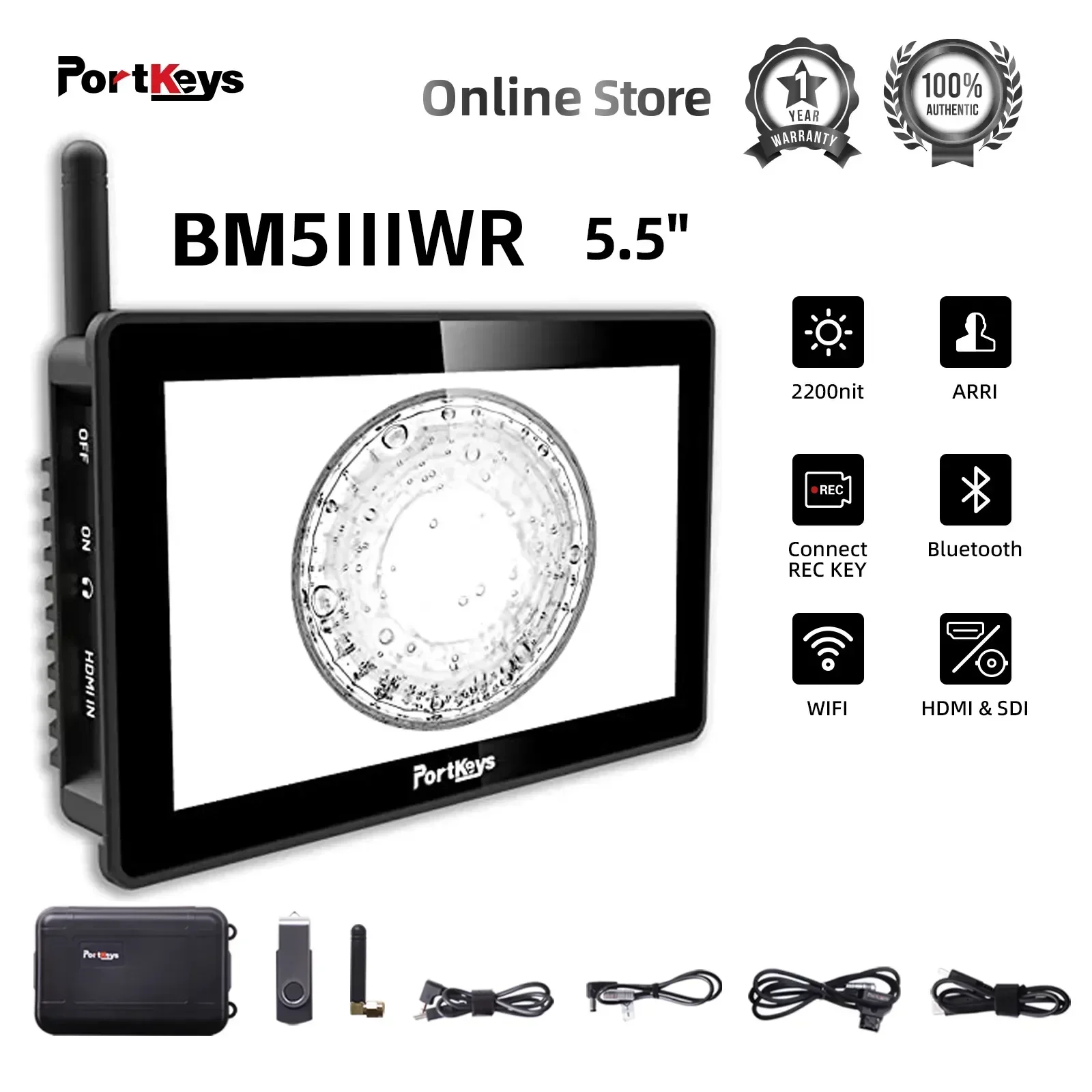 

Portkeys BM5 III WR SDI Monitor DSLR Wi-Fi Bluetooth Control Camera RED KOMODO BMPCC 2200nit 5.5 Inch Portable Studio Monitor