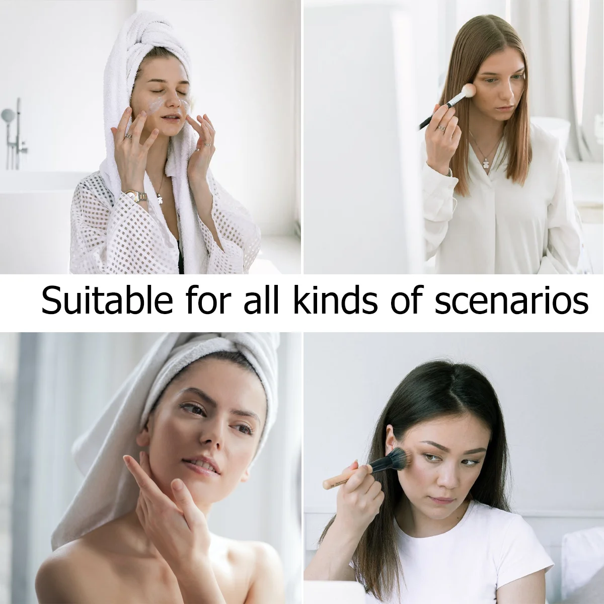 

Vintage Round White Handheld Makeup Mirror Compact Travel Mirror Two-Sided Glass Portable for Women Quick Makeup