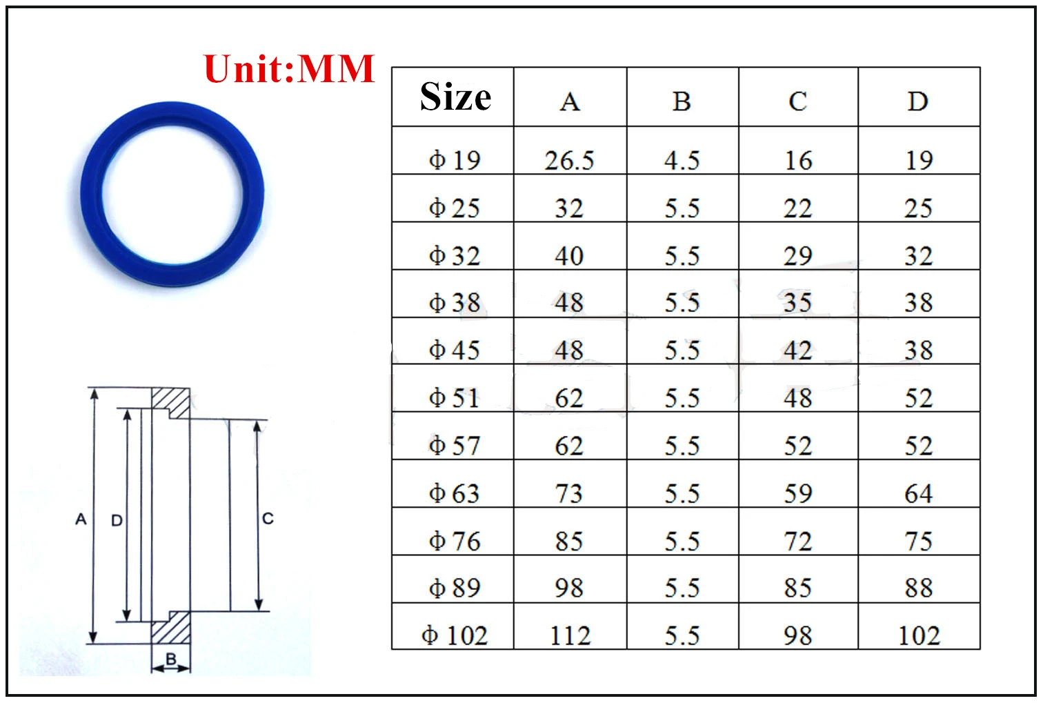 3" φ76 SMS OD 85MM Sanitary Union Silicone Sealing Gasket 4