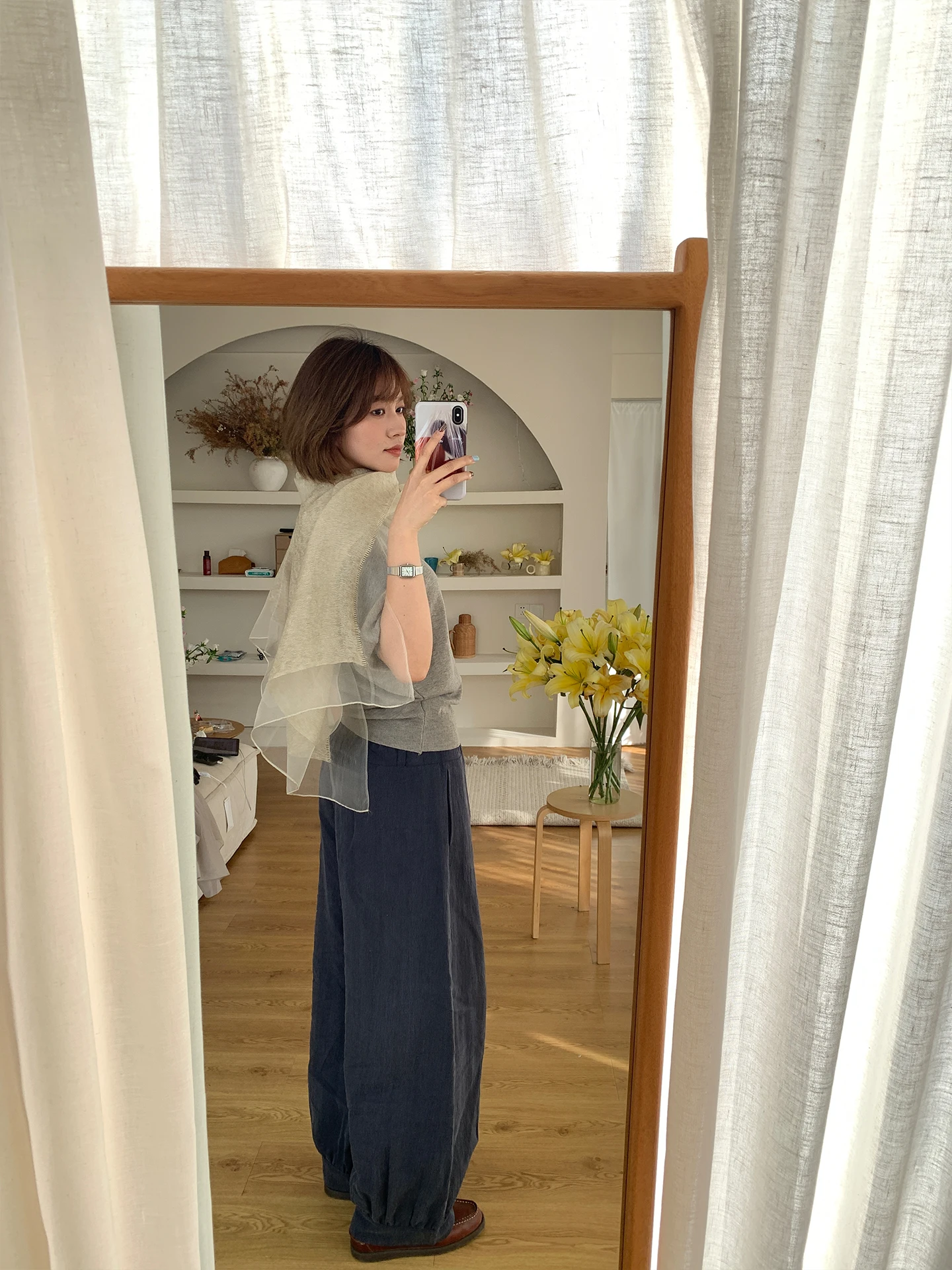 

BreezeMood Ultra Comfortable Slimming Blue Lantern Pants Casual Loose Fit Women's Long Pants Double Gauze Fabric