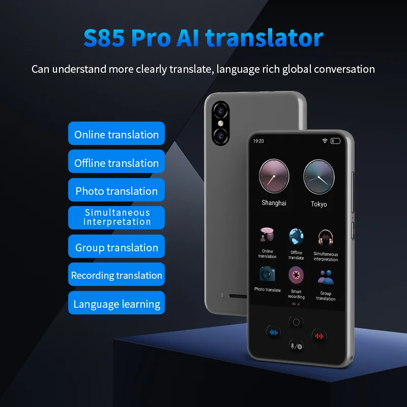 مترجم محمول S85 Pro WiFi 138 لغة عبر الإنترنت تسجيل ذكي غير متصل ترجمة ChatGPT ترجمة مجموعة الصور الصوتية