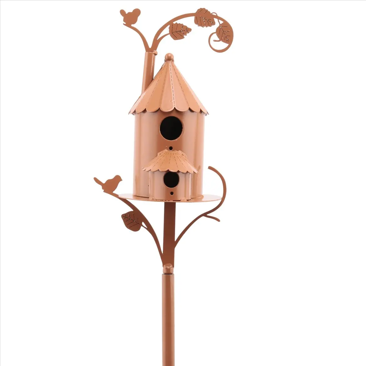 A72P Garden Bird House with Pole Metal Bird Feeders Garden Stakes Bird Houses for Courtyard Backyard Patio Outdoor Style B