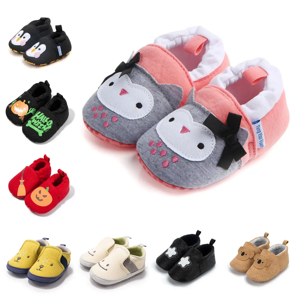 

Cute Cartoons Baby Boys Girls Shoes Halloween Luminous Pumpkins Casual First Walkers Cotton High Quality Soft Anti-slip Sole