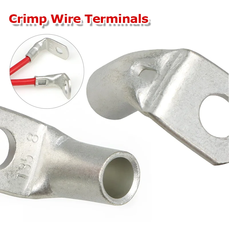 L-type T6/T10/T16/T25/T35/T50/T70/T95 Crimp Wire Terminal Tinned Copper Right Angle 90° Bend Nose Connector Battery Cable Lugs