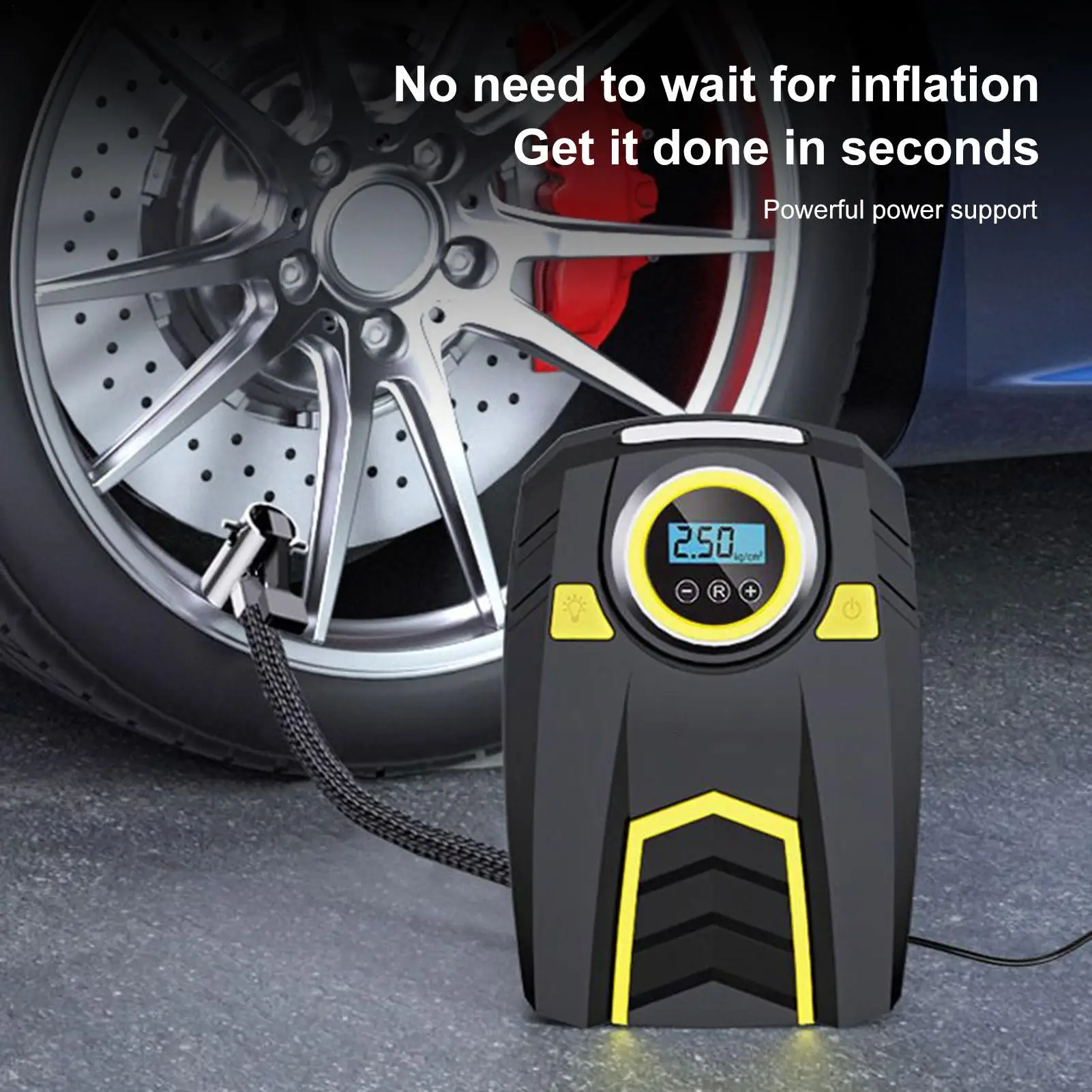 

Air Pump For Car Tires Tire Inflator Portable Air Compressor Nighttime Lighting Multi-Function Device With 3 Gears Brightness