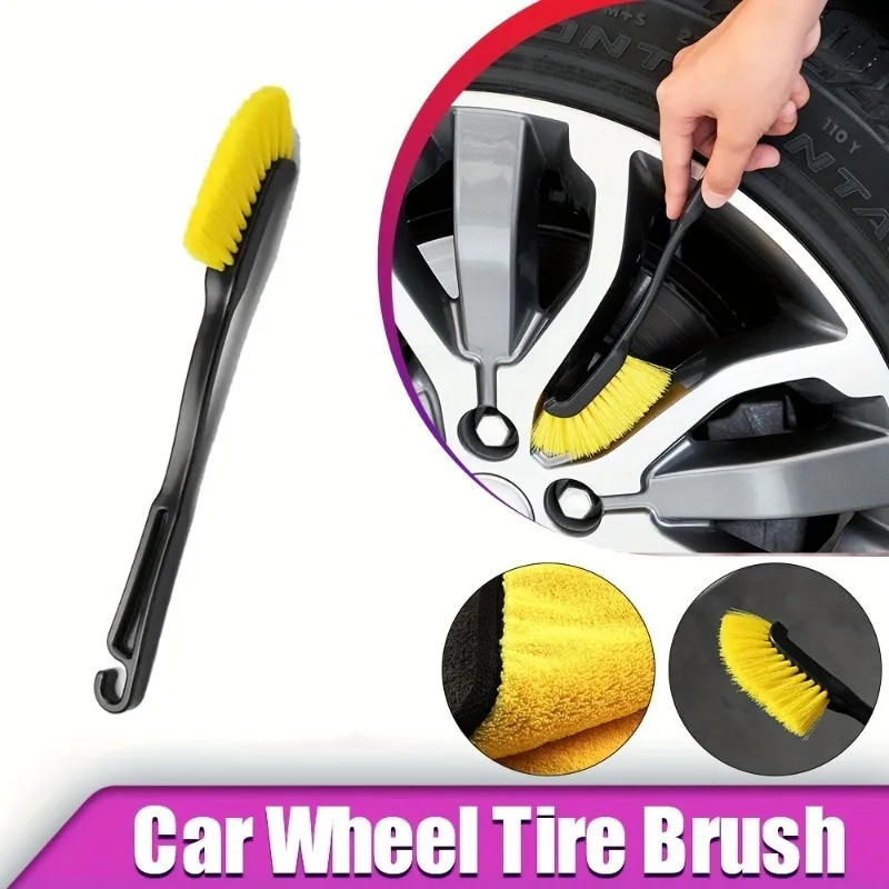 

2pcs tire cleaning brushes - durable bristles can deeply clean all models, and plastic handles are comfortable to use