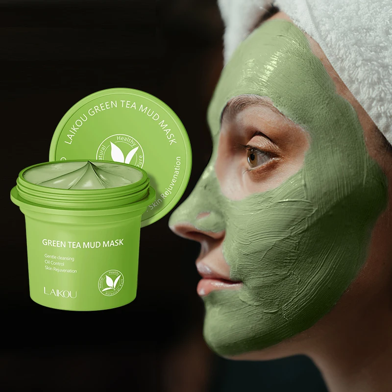 

LAIKOU Face Skin Care Beauty Private Label Pore Minimize Brightening Maskss Organic Green Tea Dead Sea Mud Facial Clay Mask