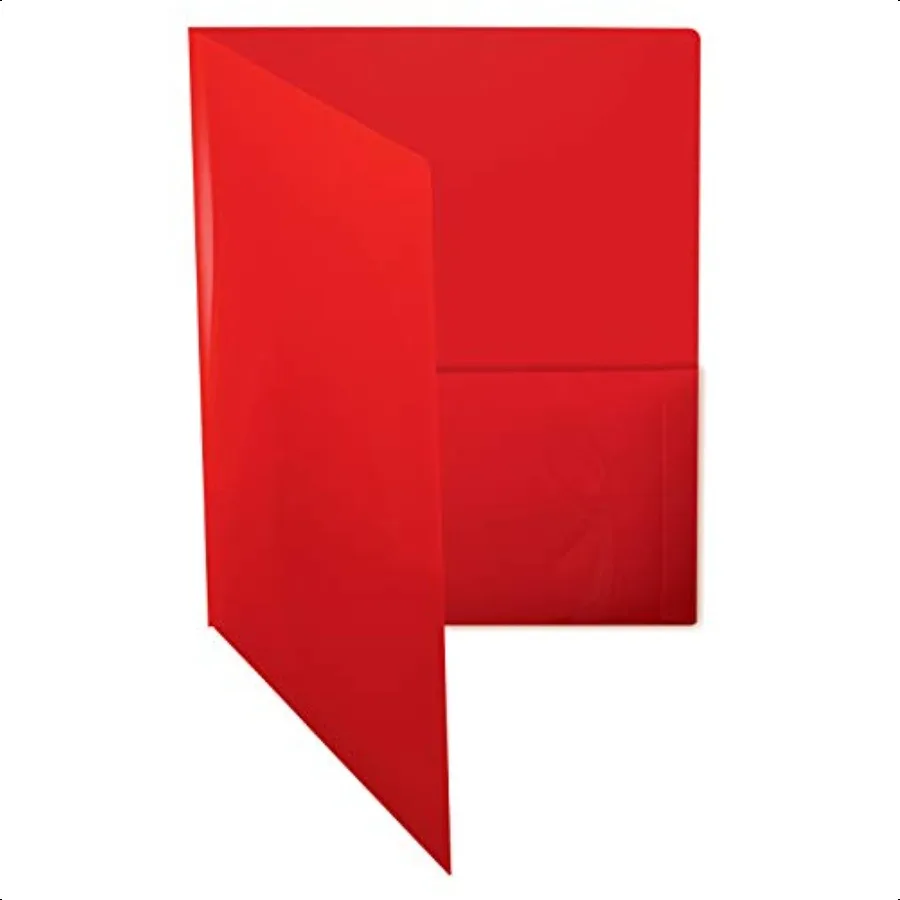 Очень тяжелые красные пластиковые 2-карманные папки-портфели, папки премиум-класса с буквенным размером, светоотражающая отделка, 12 шт. в упаковке
