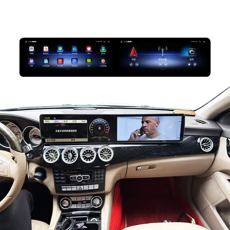 

25,6-дюймовый автомобильный DVD-плеер с двумя экранами, Android Auto, CarPlay, 1DIN автомагнитола для Mercedes CLS W218 2012-2017