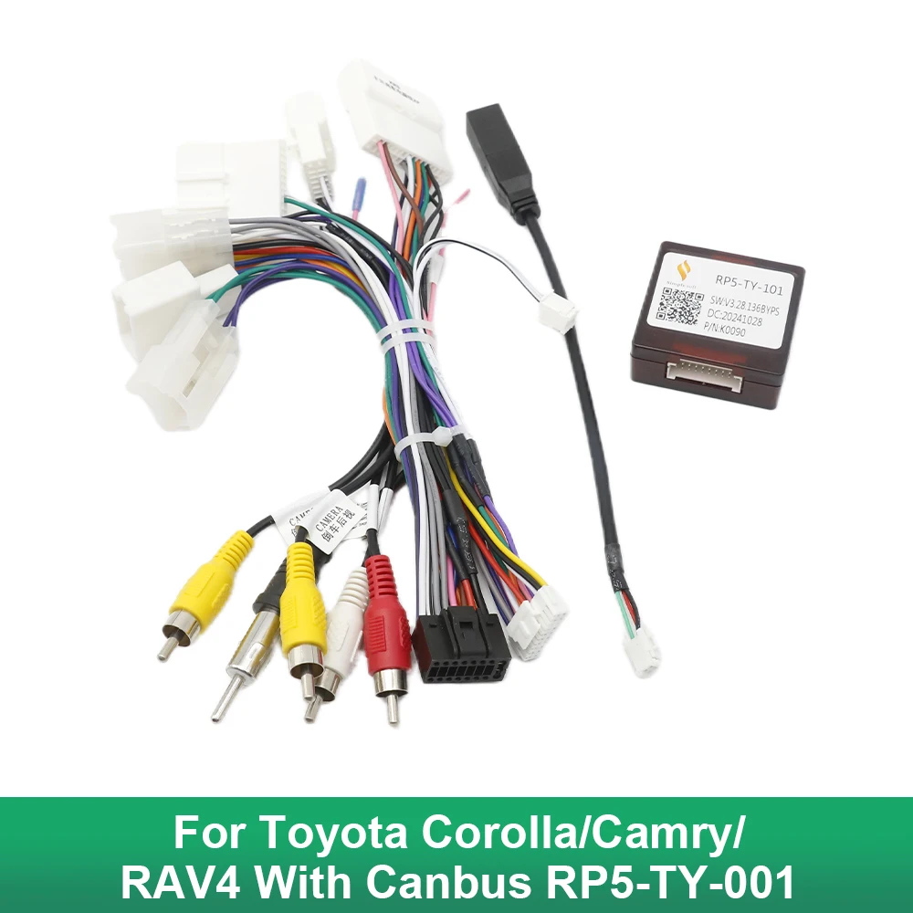 

RP5-TY-001 Автомобильный аудио DVD 16PIN для Toyota Corolla для Camry RAV4 Автомобильная адаптация Android Жгут проводов Кабель питания Адаптер CanBus