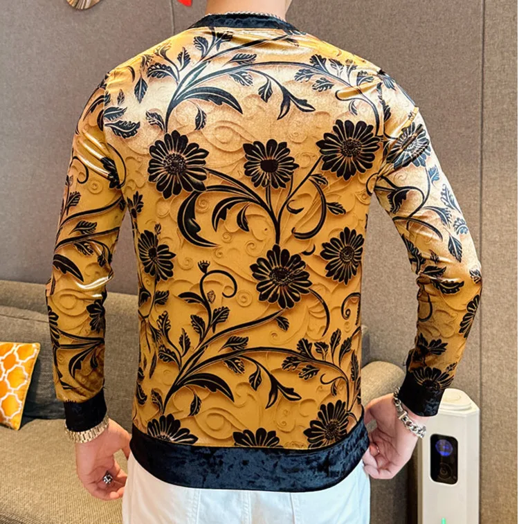 New Men Casual Fashion Hoodie Gold Velvet 3D Print Casual Tee Homme Long Sleeve Men T-Shirt Camisetas Hombre Sweater For Men