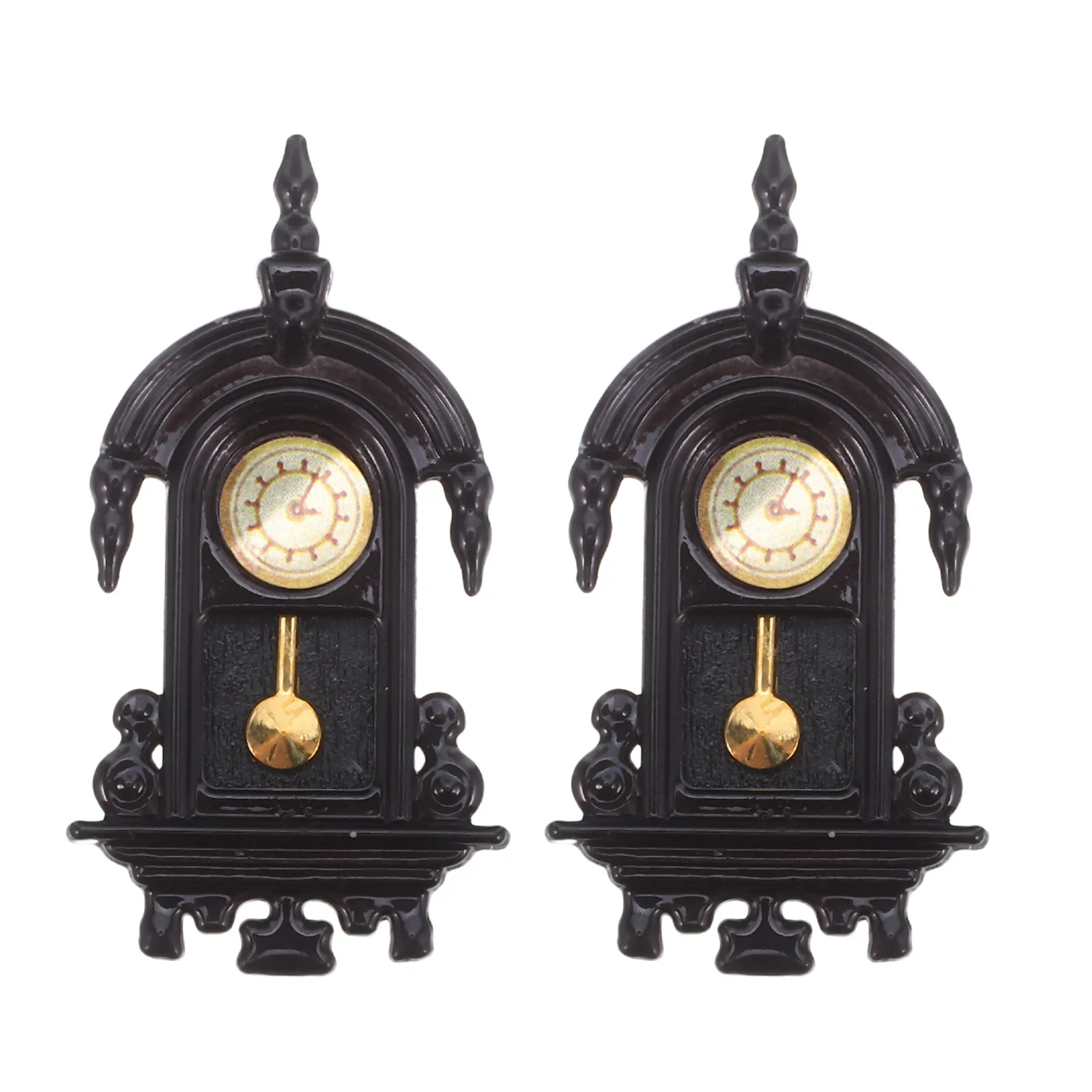 

2Pcs Vintage Wall Clock with Pendulum Mini Wall Clock Dollhouse Decor for Miniature House Furniture Decoration Accessories
