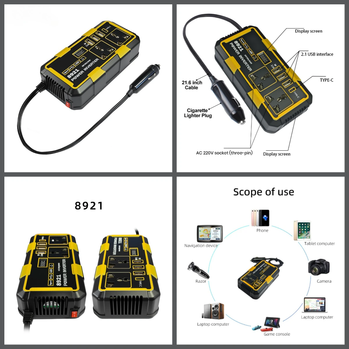 00W300W multi-function solar inverter, to 220V car inverter 12V24V