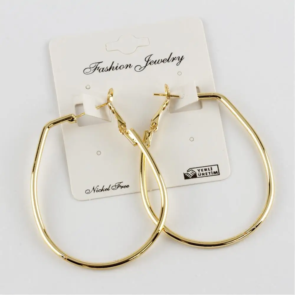 Oval Metal Earrings 6 cm