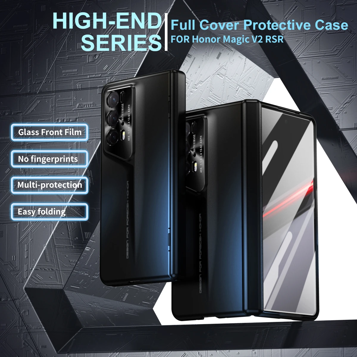 

Frosted Plating Hinge Folding Case For Honor Magic V2 RSR All-inclusive protection comes with glass film