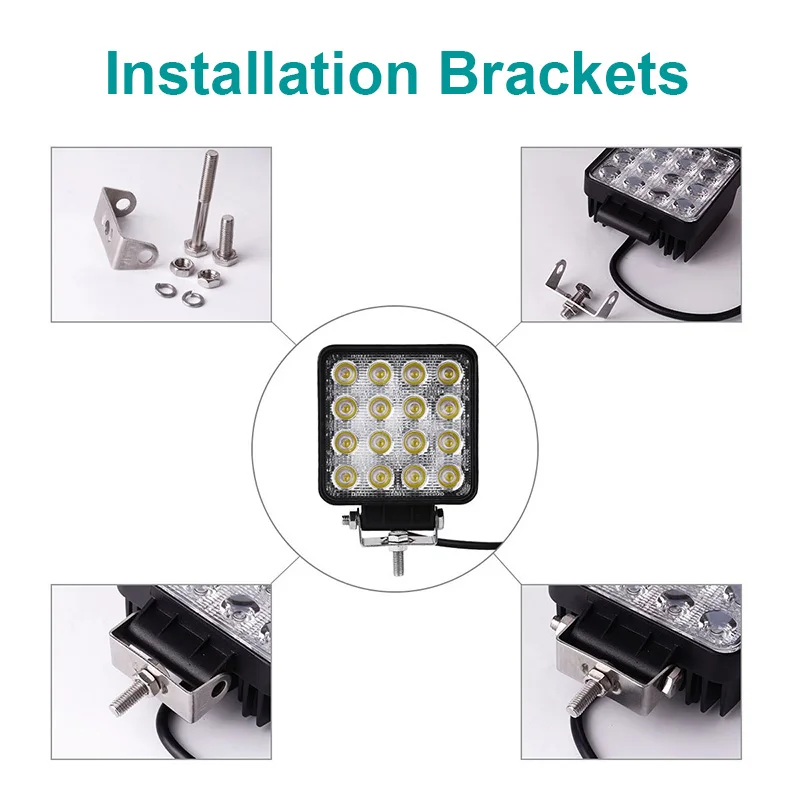 ZK30 DS 4x4 LED Spot/Flood Work light 9-30V Car 48W 6000LM 64W 8000LM Off Road Led light bar Vehicle SUV Car 12V 24V 6000K