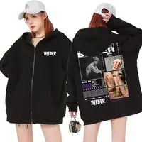 Rapero Justin Bieber álbum Tour Sudadera con capucha con cremallera ropa de hombre Hip Hop música Pop jersey con cremallera Unisex moda chaqueta Casual Sudadera con capucha