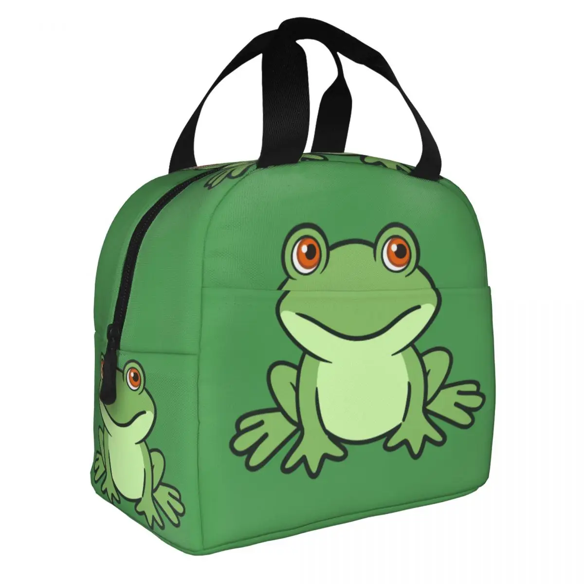 Custom Cute Green Frog Lunch Bag Cooler Thermal Insulated Lunch Boxes for Women Kids School Work Picnic Food Tote Container