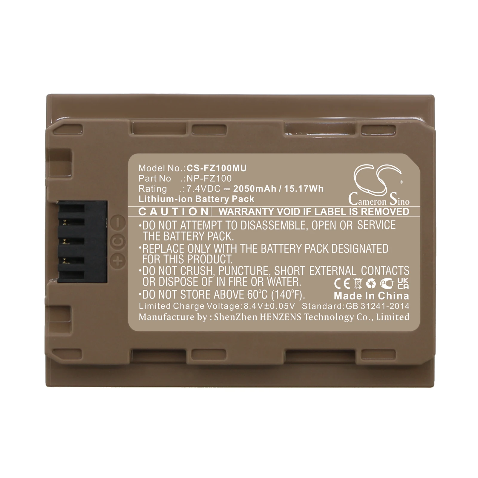 2050mAh 7.4V 15.17Wh Camera Li-ion Battery for Sony NP-FZ100 Alpha A9 A7R Mark 3 Alpha a7 III ILCE-7M3 ILCE-7M3K   ILCE-7RM3