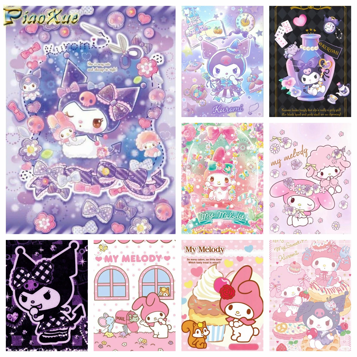 

Sanrio Art Kuromi 5D Diamond Painting My Melody Cute Hello Kitty Embroidery Cross Stitch Kit Picture Home Decor Children's Gifts
