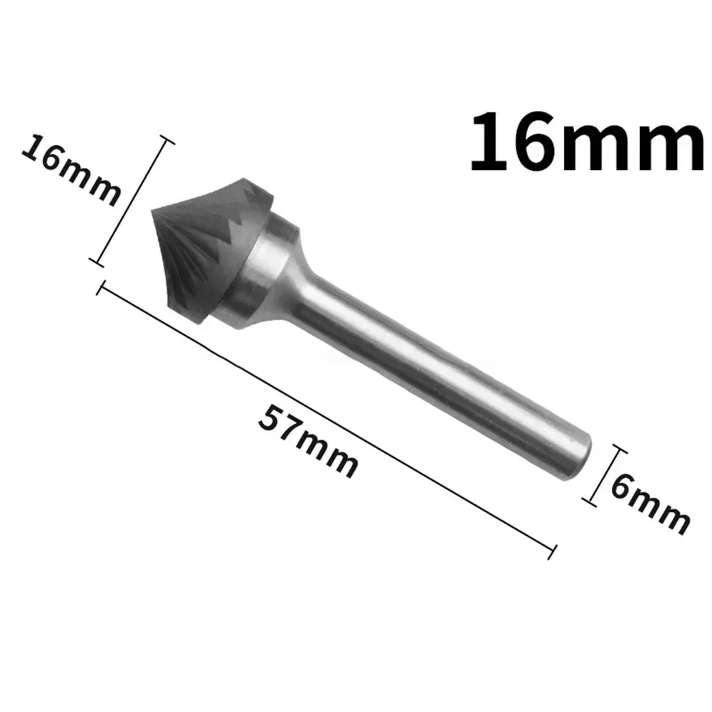 Rotary File 90 Degree Chamfer Grinding Head Conical Alloy Hard Metal Grinding Head K-Type File Boring Rotary File Carving Tool