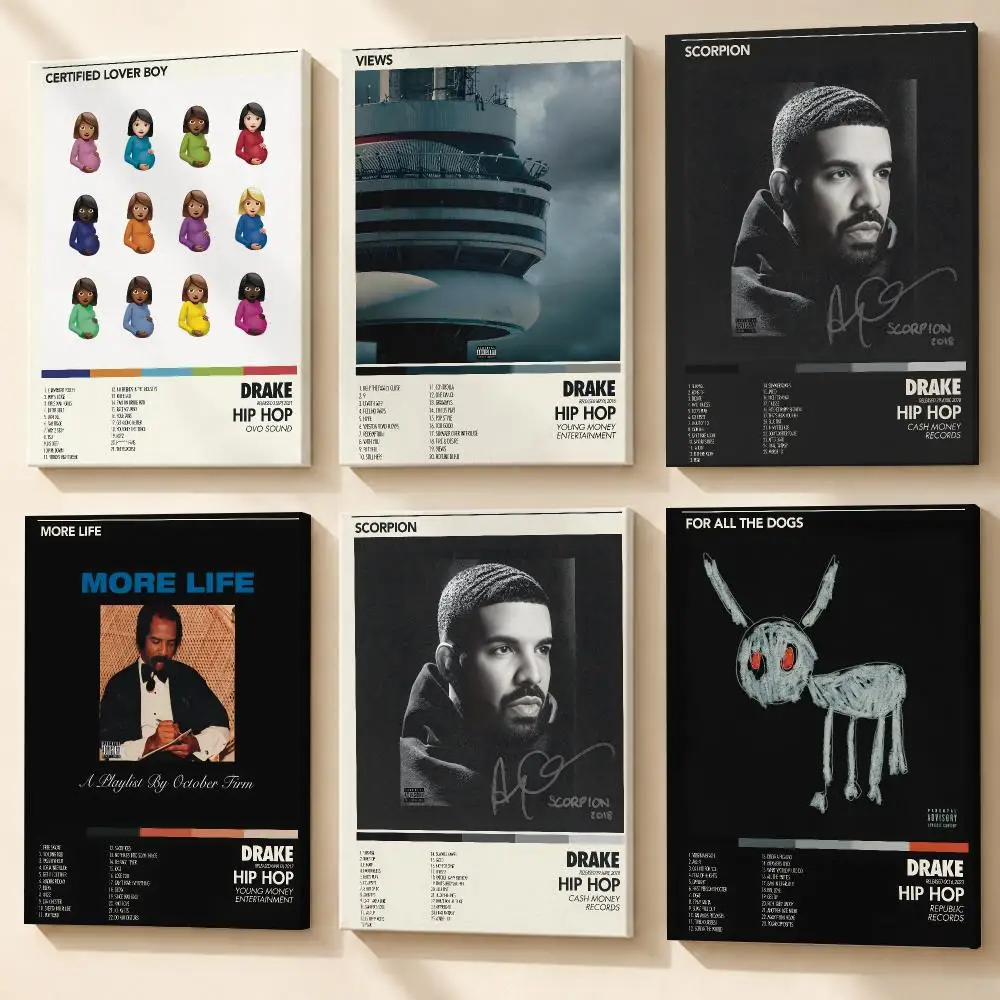 D-Drake S-Scorpion Album Framed Wall Painting HD Wood Framed Canvas Poster Wall Art For Bedroom Living Room Bar Home Decor