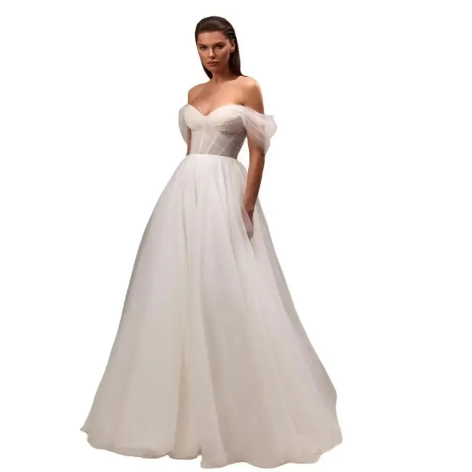 

Sweet Corset Wedding Dresses Customized Off the Shoulder Boho Bridal Gowns Women Tulle Beach Robe de Mariage