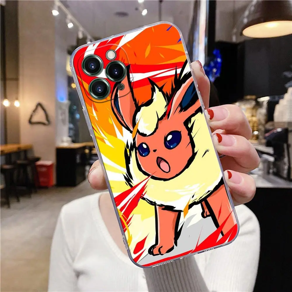 Pokemon Anime Jolteon Leafeon Flareon funda transparente para iPhone 16 15 14 13 12 11 Pro Max Mini Xs XR X 7 8 Plus fundas de silicona