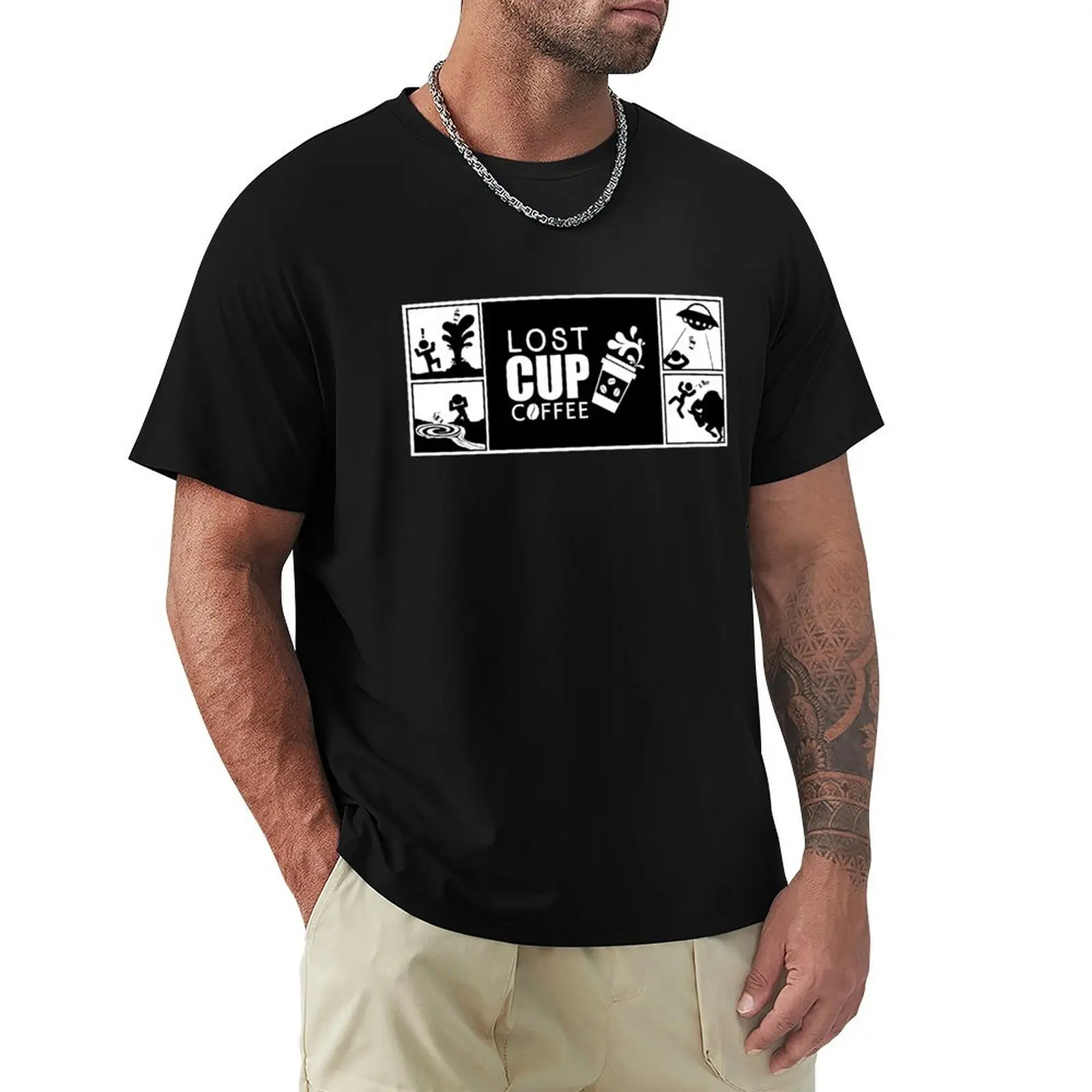 Lost Cup Coffee Catastrophes T-Shirt Trendy Pattern T-Shirt for Men