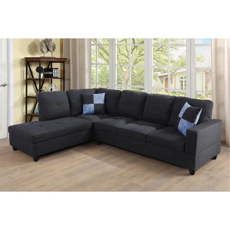 # Italian Minimalist Style Up-holstered Linen 6 Seats Sofa Set Furniture L-shape Modular Living Room Sofa for Office