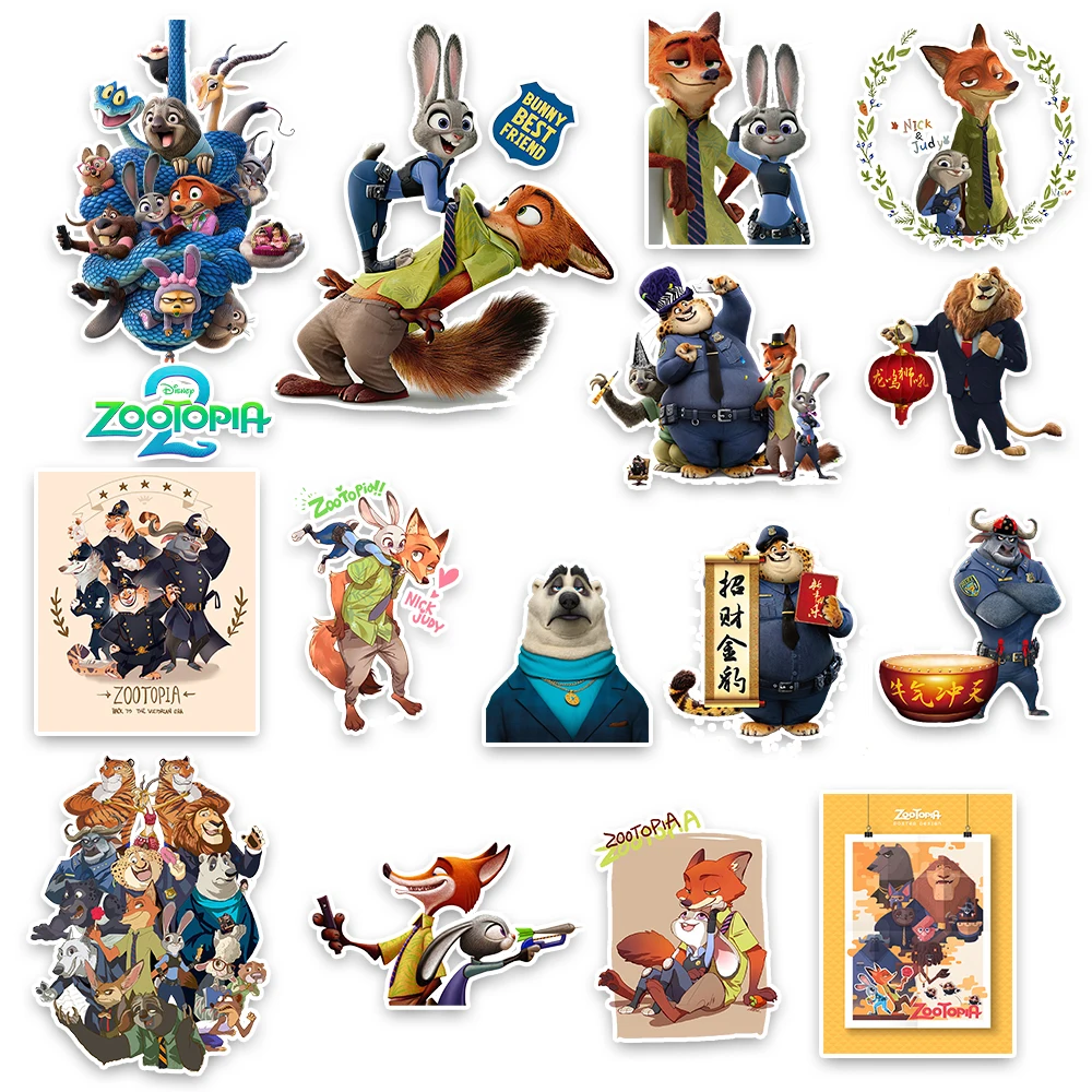 60 قطعة/المجموعة الرسوم المتحركة فيلم Zootopia 2 جوديث نيك وايلد DIY حقيبة الظهر دفتر سكيت ملصقات مقاومة للماء اللعب هدية #6
