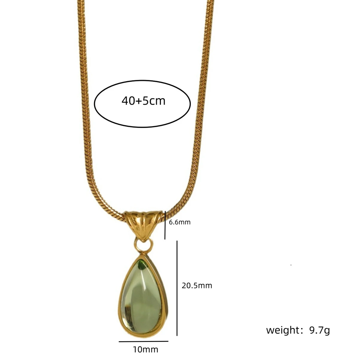 Water droplet blue ocean necklace, niche French collarbone chain, stainless steel plated with 18K gold