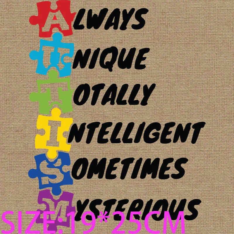 Jacket Patches Always Unique Believe Yourself Totally Intelligent Accept Understand Love Autism Keep Calm and Light It Blue DIY