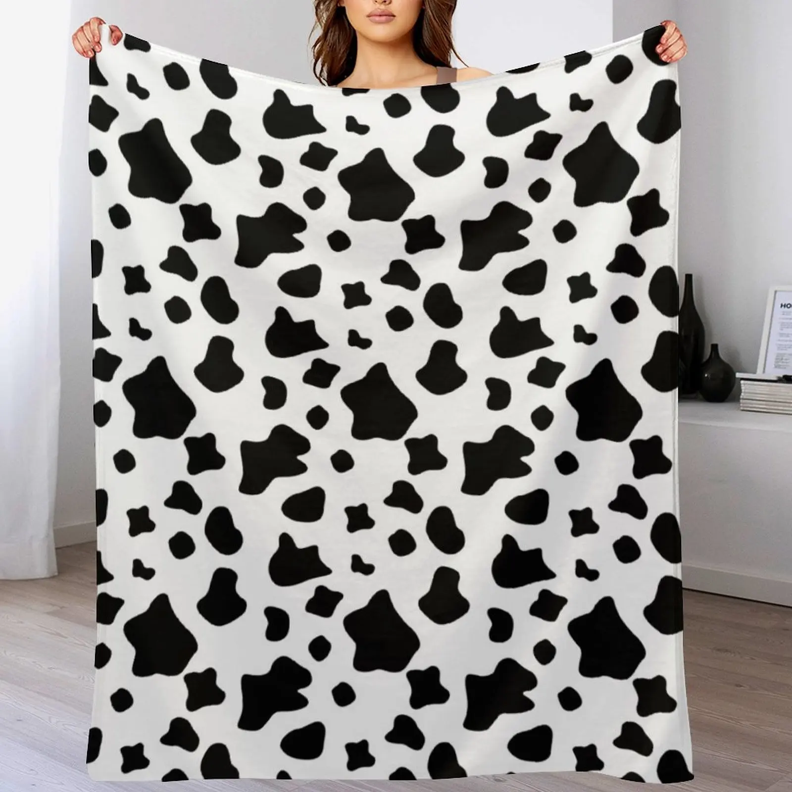 

Black and white cow spots pattern, animal fur Throw Blanket For Sofa Thin Multi-Purpose Winter beds heavy to sleep Blankets