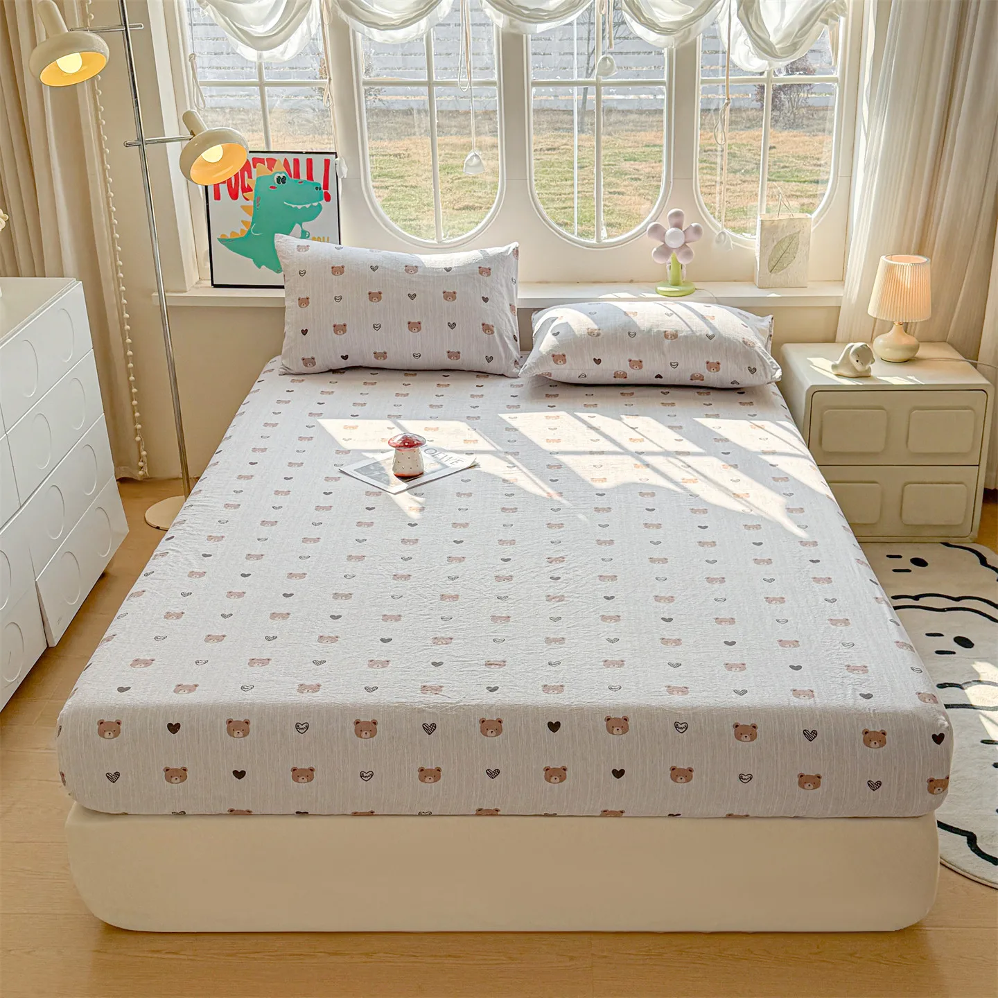 Sábana Ajustable Jacquard con Elástico Individual, Ropa de Cama Queen, King, Sábana Hipoalergénica, Colcha de Cama Casal