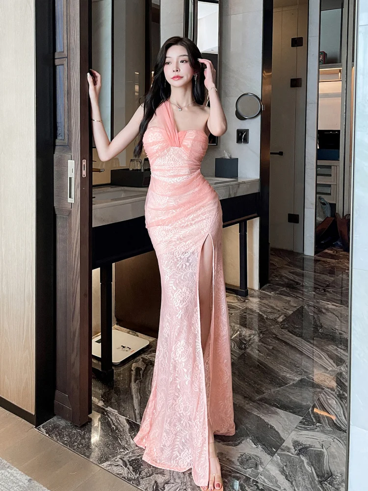 Deep V Ne Svel Lace Bodycon Dr Evening Club Queen High Waist Gown Ele Tie Belt Long Evening Gown