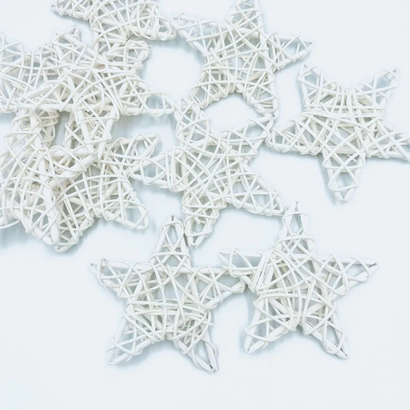 10pcs 5cm White Star Rattan Balls Decoration DIY Crafts Natural Rattan Stars for Wedding Birthday Party Decoration