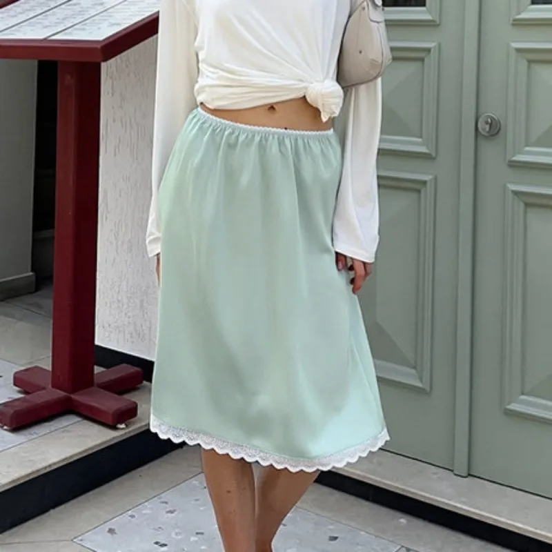 

Talenza Women Lace Skirt Fashion Solid High Waist Patchwork Slim Maxi Skirts Elegant Streetwear Commuter Party Female New Skirt