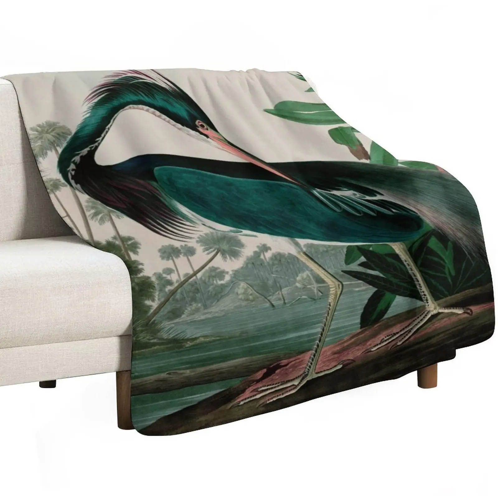 Louisiana Heron Birds of America Audubon Illustration Bird Lovers Gift Throw Blanket Retros Weighted Designers Blankets