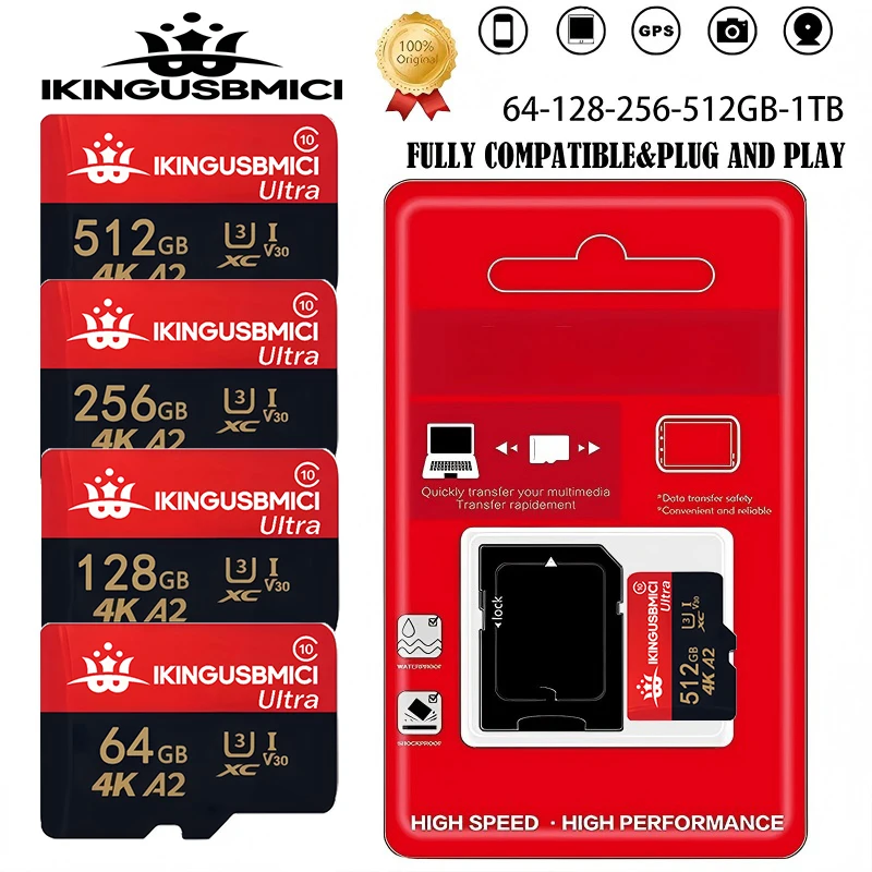 High Reliable High Flash Quality Camera for 10 Sd U3 Quality Sd Speed 32/64/128/256/512gb Class Premium Class Smartphone Card