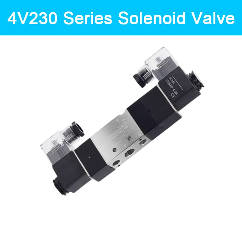 

4V230-08 3-Position 5-Port Double Solenoid Middle-Blocked Directional Control Valve, Pneumatic, 24V DC/220V AC