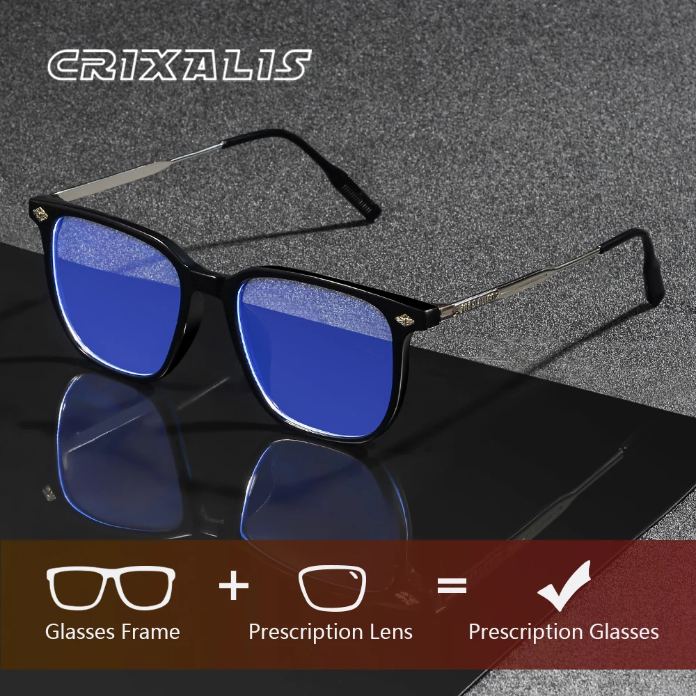 CRIXALIS Matte Progressive Prescription Reading Glasses Men Square Anti Blue Light Photochromic Optical Myopia Eyewear Women