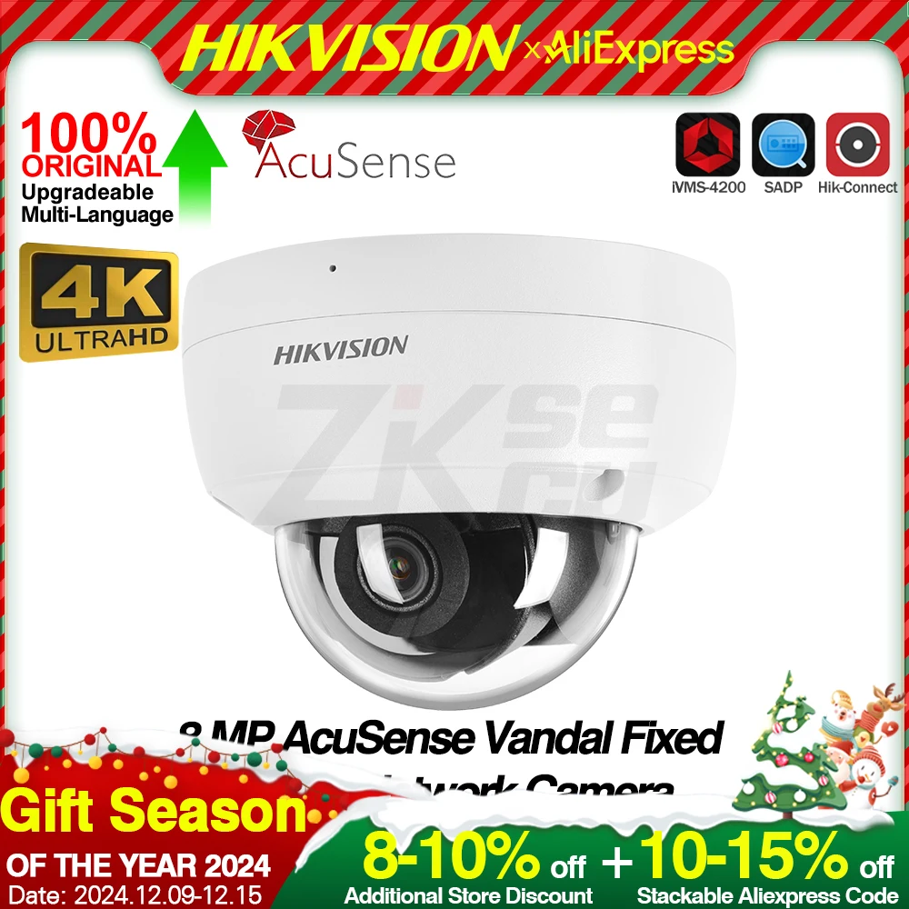 Hikvision 8MP IP Camera DS-2CD2183G2-IU 4K AcuSense Human&Vehicle Detect Smart Event Built-in MIC SD Slot IP67 POE Bullet CCTV