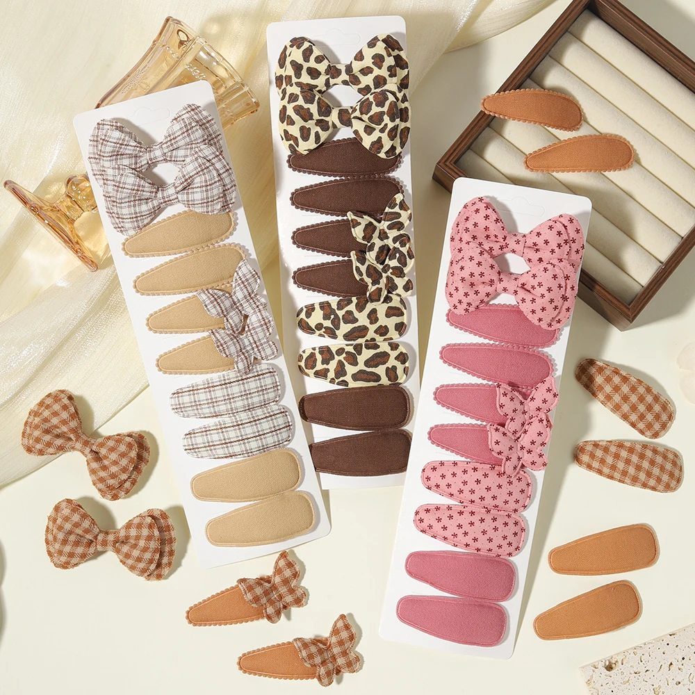 

4/6/10PCS/Set Retro Printed Fabric Bb Hair Clip Suitable Children Girls and Teenagers To Wear Bangs Clip Girls Hair Accessory