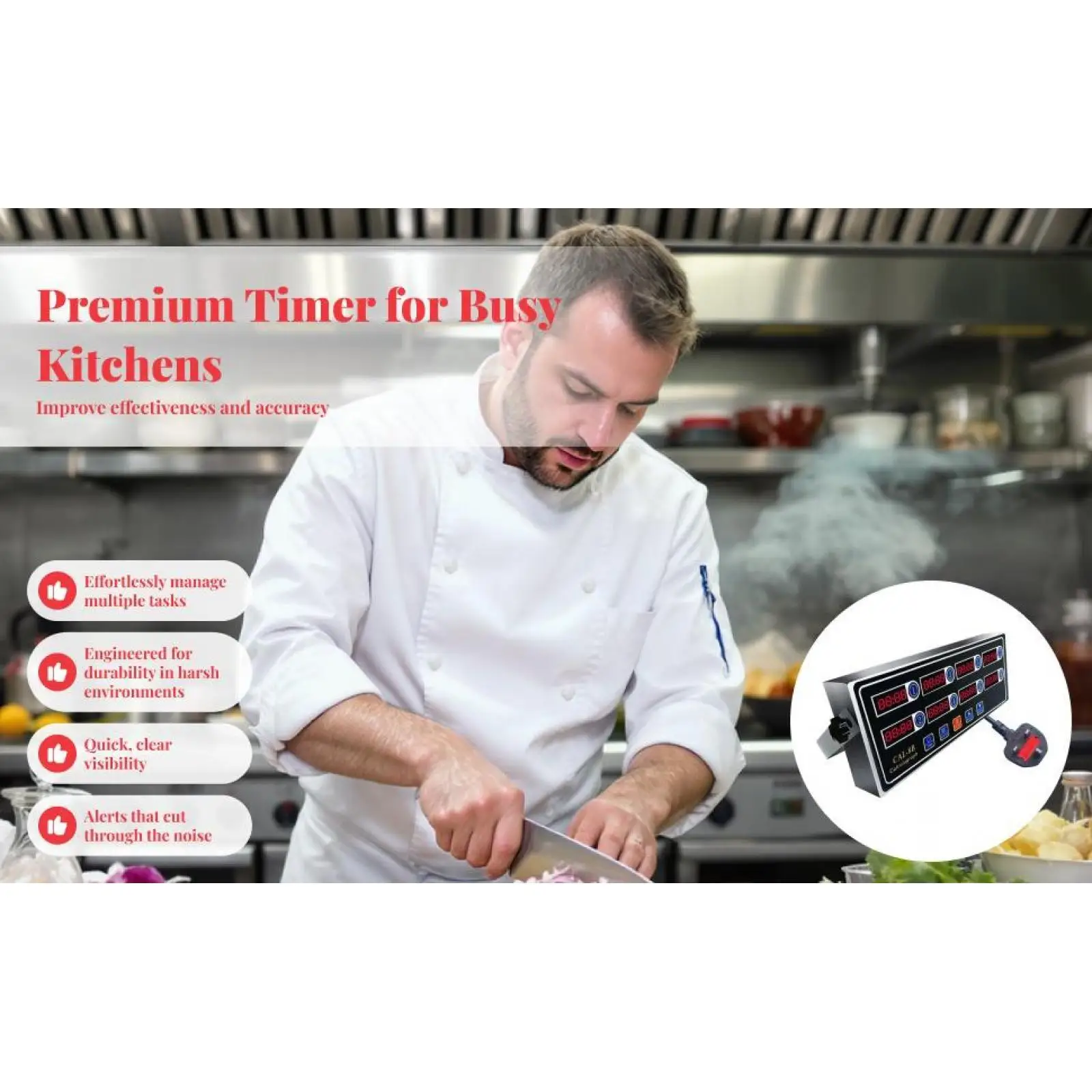 Digital Kitchen Timer with Magnet Backlight LED Display Commercial Countdown Timer for Chef Cooking