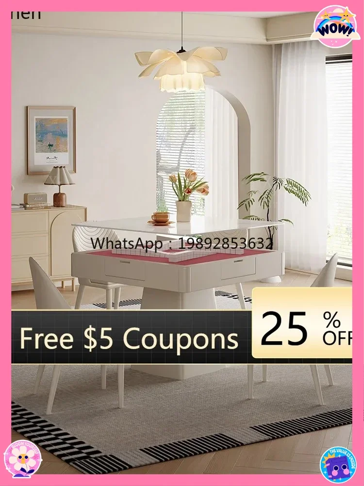

AB cream style mahjong table and dining table dual-purpose integrated living room multi-function new automatic with cover