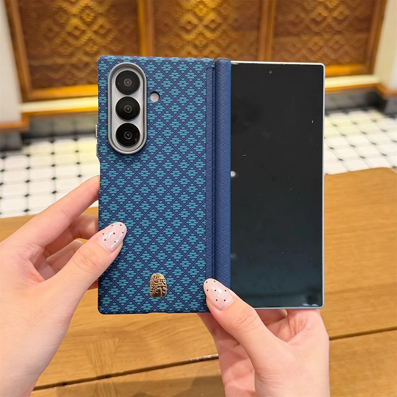 Case for Samsung Z Fold8 Ultra 7 6 5 Z Fold Special W24 W26 W27 Double axis Diamond Grid Hinge Magnetic Mobile Phone Case Cover