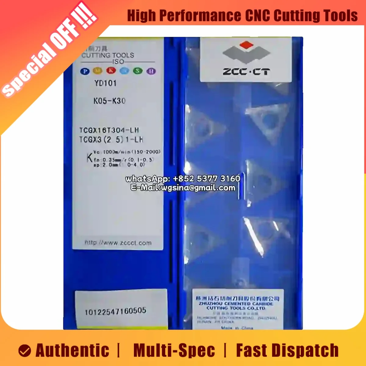 

Original TCGX TCGX16 TCGX16T3 TCGX16T304 TCGX16T308 LH YD101 Carbide Turning Inserts
