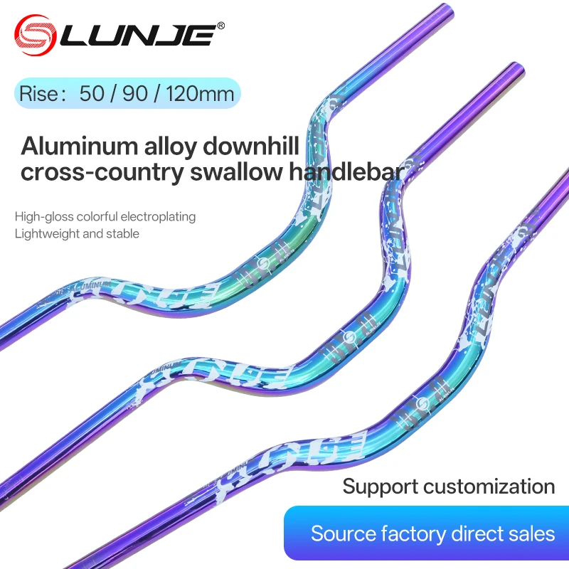 Manubrio per Bicicletta MTB Rainbow a Forma di Rondine 720/780mm, Manubrio Orizzontale per Mountain Bike Downhill con Sollevamento 50/90/120