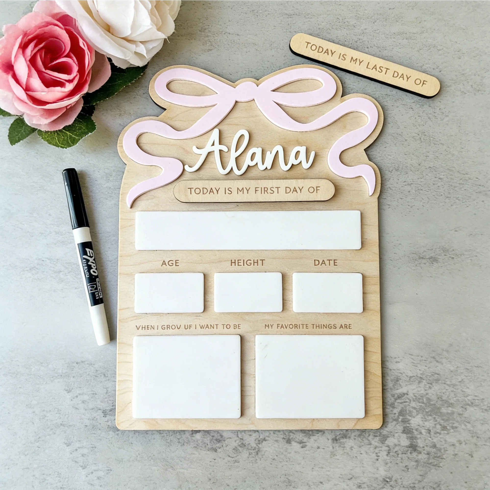 1Pc Custom First School Day Wooden Name Plaque,Home Room Office Wall Door Decor,DIY Paintable,Nursery Birthday Wedding Gift
